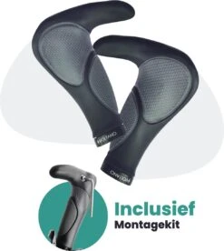 Voltano Ergonomisch Gevormde Fiets Handvatten Met Bar Ends - Handvat Eenvoudig Vastzetten Met Imbus - Incl. Bevestigingsmateriaal - Anti Plak Coating - Fietshandvatten Met Verhoogde Grip
