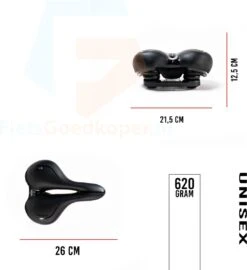 Voltano City / Tour Fietszadel - Comfortabel Gel Zadel - Met Uitsparing - Unisex - Zwart - Elastomeren Vering Voor Extra Comfort -Winkel Voor Fietsbenodigdheden 1099x1200