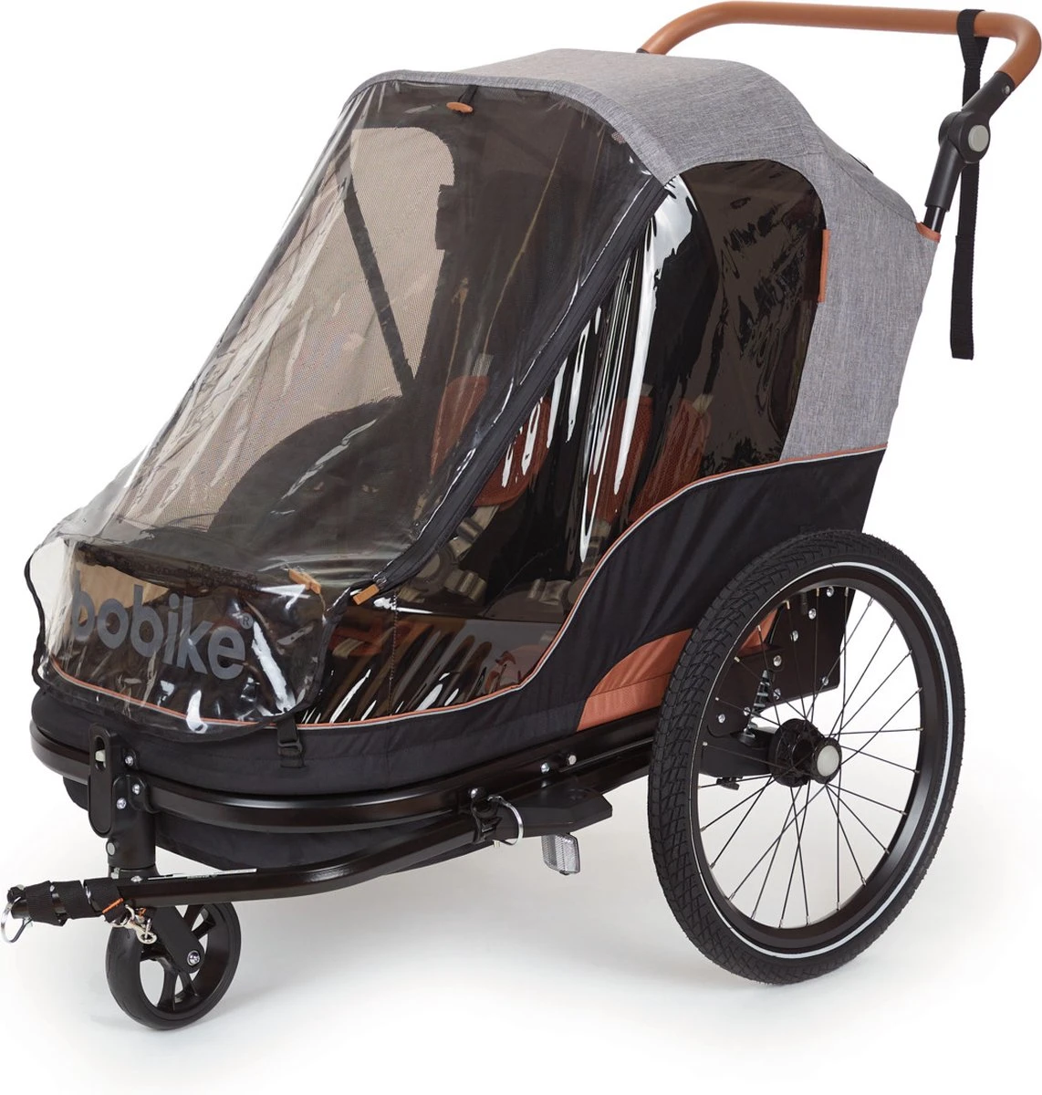 Bobike 2-in-1 Fietskar En Wandelwagen - Zwart/bruin 3 Bobike 2-in-1 Fietskar En Wandelwagen - Zwart/bruin