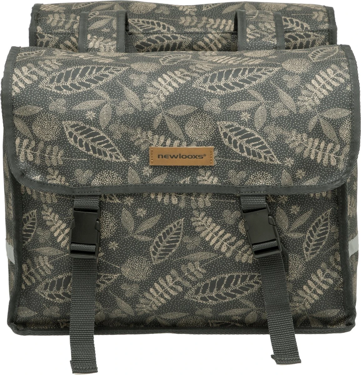 New Looxs Fiori Double Forest Dubbele Fietstas - 30 Liter - Antraciet 4 New Looxs Fiori Double Forest Dubbele Fietstas - 30 Liter - Antraciet - Afbeelding 2