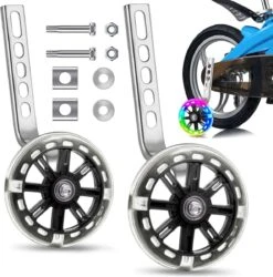 Bolke® - Zijwieltjes - 12-20 Inch - Zijwieltjes Met LED Lichtjes - Zijwieltjes Voor Kinderfiets - Blauw - 12 Inch/14 Inch/16 Inch/18 Inch/20 Inch - Zijwielen - Kinderfietsaccessoires