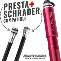 PRO BIKE TOOL Mini Luchtpomp Fiets, Fietspomp Voor Alle Ventielen (Presta & Schrader), Hoge Druk Tot 6,9 Bar / 100 PSI, Betrouwbare, Compacte & Lichtgewicht Framepomp, Pomp Voor Racefiets & Mountainbike. -Winkel Voor Fietsbenodigdheden 1187x1200