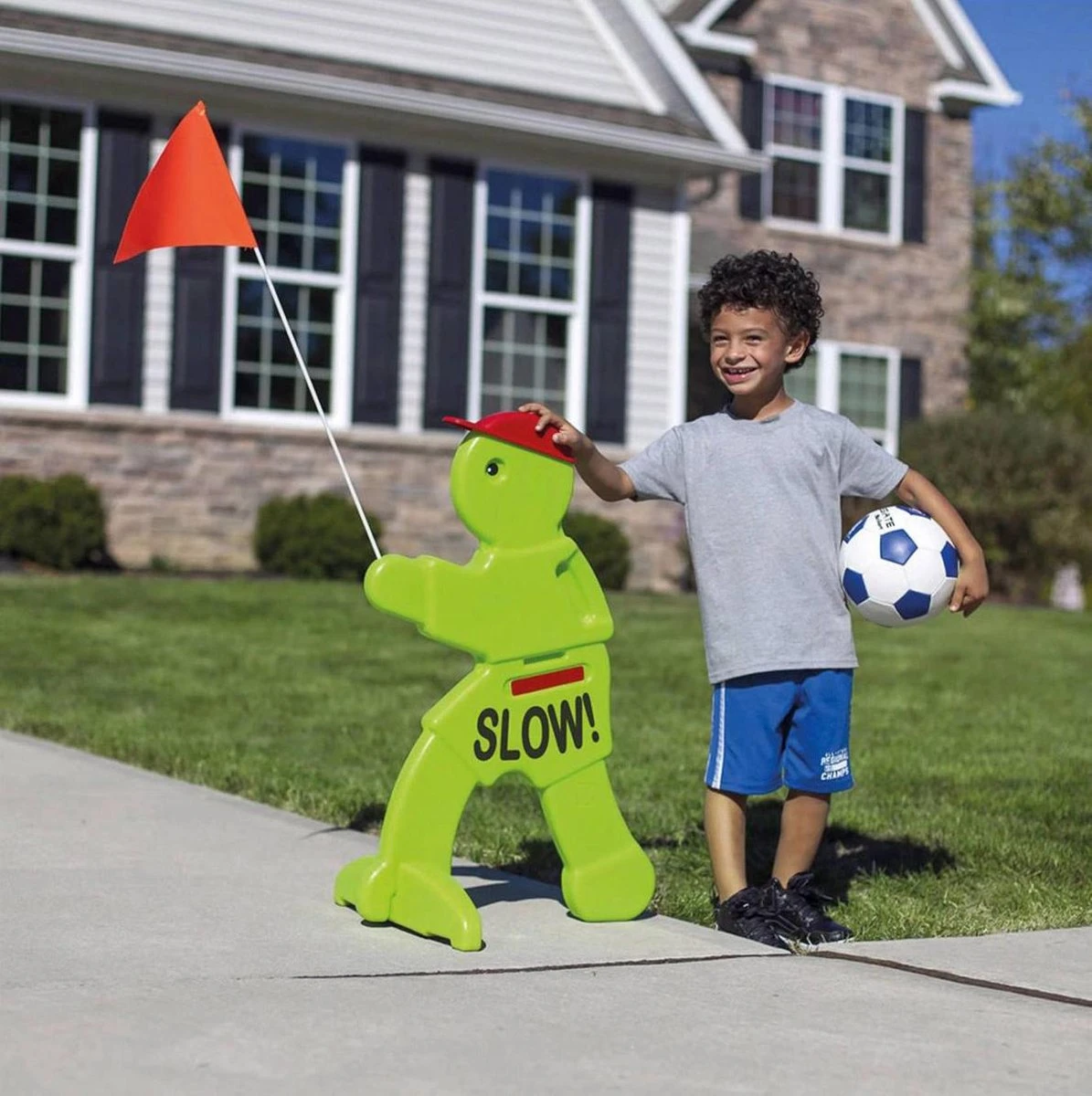 Victor Veilig Met Rode Waarschuwingsvlag - Verkeersmaatje / Verkeerspop In Fluoriserend Groen - Pas Op Spelende Kinderen Waarschuwingsbord Kid Alert 5 Victor Veilig Met Rode Waarschuwingsvlag - Verkeersmaatje / Verkeerspop In Fluoriserend Groen - Pas Op Spelende Kinderen Waarschuwingsbord Kid Alert - Afbeelding 3