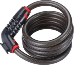BBB Cycling CodeLock Coil Cable Fietsslot - Kabelslot Fiets Cijferslot - Zwart - 180 X 1,5 Cm - BBL-45
