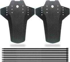 Set Van 2 - Universeel Spatborden - Inclusief Bevestiging Materiaal - Tie Wraps - Mountainbike Spatbord -Verstelbare Voor + Achter MTB Spatbord Set - Compatibel Met 20 "/24"/26 "/27.5"/29" Fiets - MBT Spatborden - 3D Carbon Patroon - Zwart