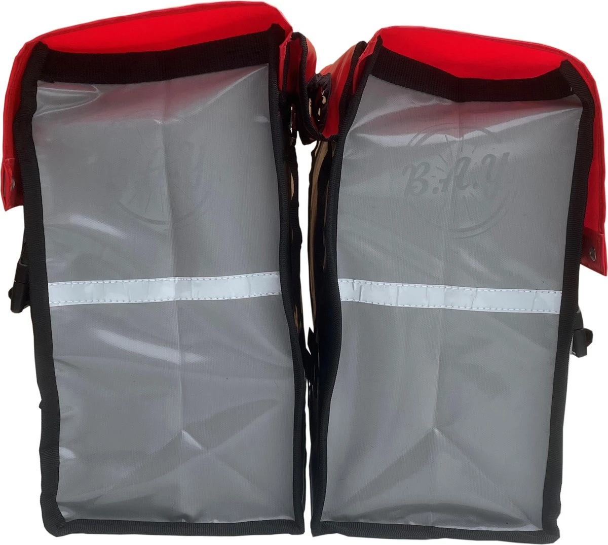 BayNL- Waterdicht - Dubbele - Bisonyl - Fietstas- Reflectoren - Grijs En Rood – 34cmX16.2cmX32cm=35 Liter 3 BayNL- Waterdicht - Dubbele - Bisonyl - Fietstas- Reflectoren - Grijs En Rood – 34cmX16.2cmX32cm=35 Liter