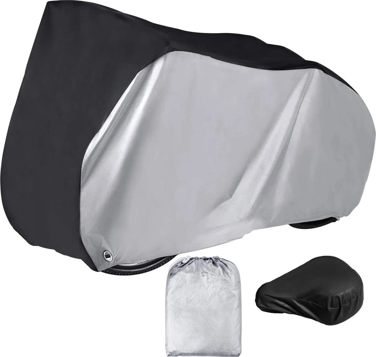 Fiets Beschermhoes - 210D + Zadelhoes + Opbergtas - Voor 2 - 3 Fietsen - Alle Weersinvloeden - 110 X 80 X 200 Cm (B*H*L) 3 Fiets Beschermhoes - 210D + Zadelhoes + Opbergtas - Voor 2 - 3 Fietsen - Alle Weersinvloeden - 110 X 80 X 200 Cm (B*H*L)