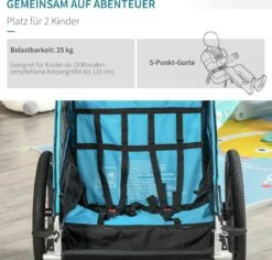 HOMCOM 3-in-1 Kinderaanhanger Jogger Fietskar Voor 2 Kinderen Aluminium 440-018 -Winkel Voor Fietsbenodigdheden 1200x1145 2