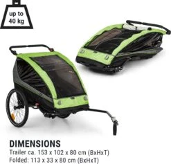 Klarfit Kiddy King Fietskar Voor Kinderen - Fietsaanhanger Voor 1 Tot 2 Kinderen Vanaf 12 Maanden - Joggerbuggy - Met Gaas En Regehoes - Inclusief Opbergruimte -Winkel Voor Fietsbenodigdheden 1200x1153 4