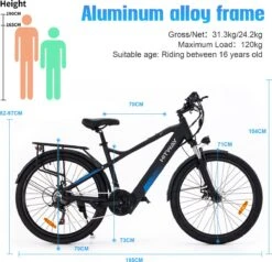 Hitway Elektrische Fiets Off-Road | Electric Mountain Bike | E-bike | 250W Motor | 26 Inch | Zwart -Winkel Voor Fietsbenodigdheden 1200x1155