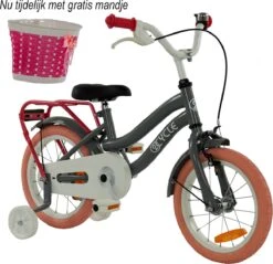 2Cycle Pretty Kinderfiets - 14 Inch - Grijs-Roze - Meisjesfiets