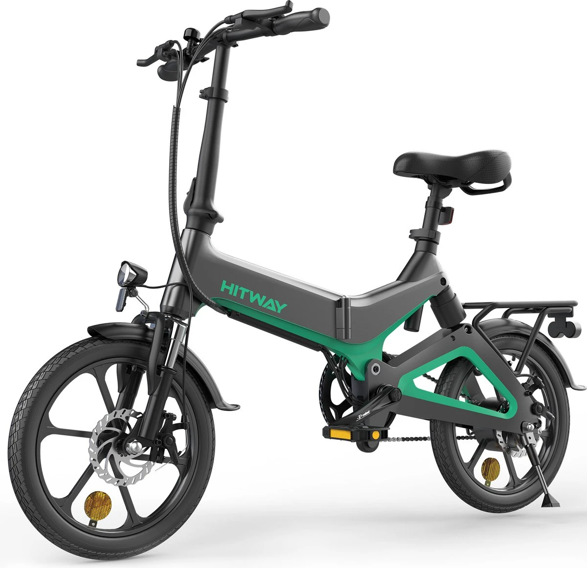 Merkloos Hitway 14F005 Elektrische Fiets E-bike | Opvouwbaar | 250W Motor | 7.5Ah | 16" | Zwart / Groen 4 Merkloos Hitway 14F005 Elektrische Fiets E-bike | Opvouwbaar | 250W Motor | 7.5Ah | 16" | Zwart / Groen - Afbeelding 2
