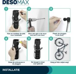 Fiets Ophangsysteem Ophangbeugel En Muurbeugel DesoMax® Muurhaak - Muurbevestiging Voor Met De Wiel Aan De Muur - Wandhouder - Fietshaak -Winkel Voor Fietsbenodigdheden 1200x1166 5
