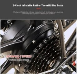 Samebike Elektrische Vouwfiet - Shimano 7 Speed Derailleur - 48V/ 10Ah Lithium Batterij - Aluminium -sportief/modern - 35km/u - Wit -Winkel Voor Fietsbenodigdheden 1200x1167