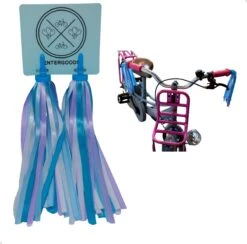 Entergoods® Stuurslingers - Fiets Versiering Kinderen - Stuurversiering Slingers - Handvat Streamers Voor Meisjes - Streamers Voor Jongens - BlauwPaarse Franjes - 2 Stuks - 24 CM - Stuurslingers Voor Kinderfiets
