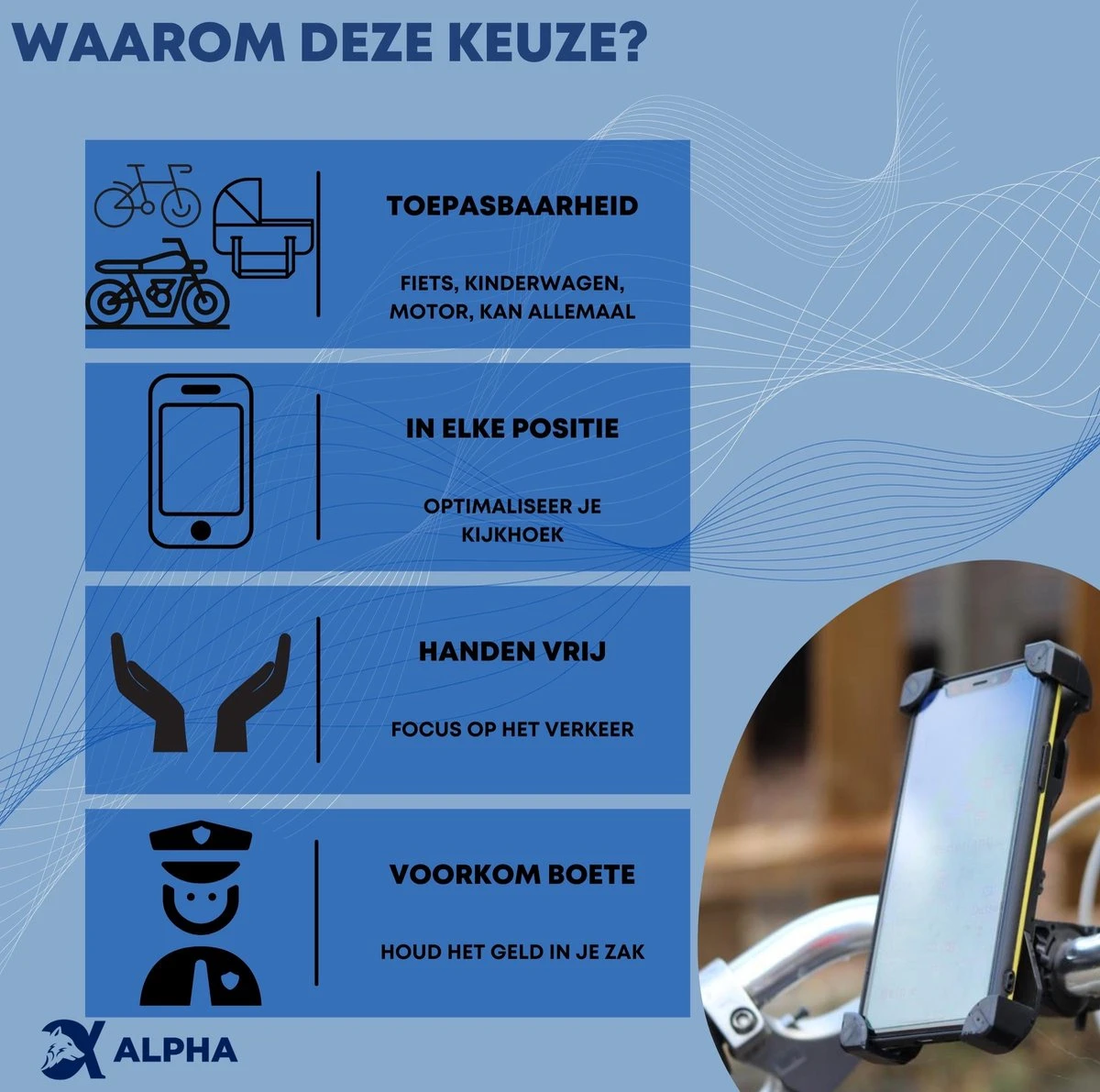 Alpha Telefoonhouder Fiets - Snel Gemonteerd - Verselbaar & Roteerbaar 6 Alpha Telefoonhouder Fiets - Snel Gemonteerd - Verselbaar & Roteerbaar - Afbeelding 5