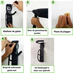 Merkloos Fiets Ophangsysteem -fietshaak- Muurbeugel Fiets- Ophangbeugel Fiets-Fietsbeugel Muur- Geschikt Voor Mountainbikes En Racefietsen- Max 30 Kg- Incl. Montagemateriaal Met Potlood- Geschikt Voor Stevige/gladde Muur -Winkel Voor Fietsbenodigdheden 1200x1192 8