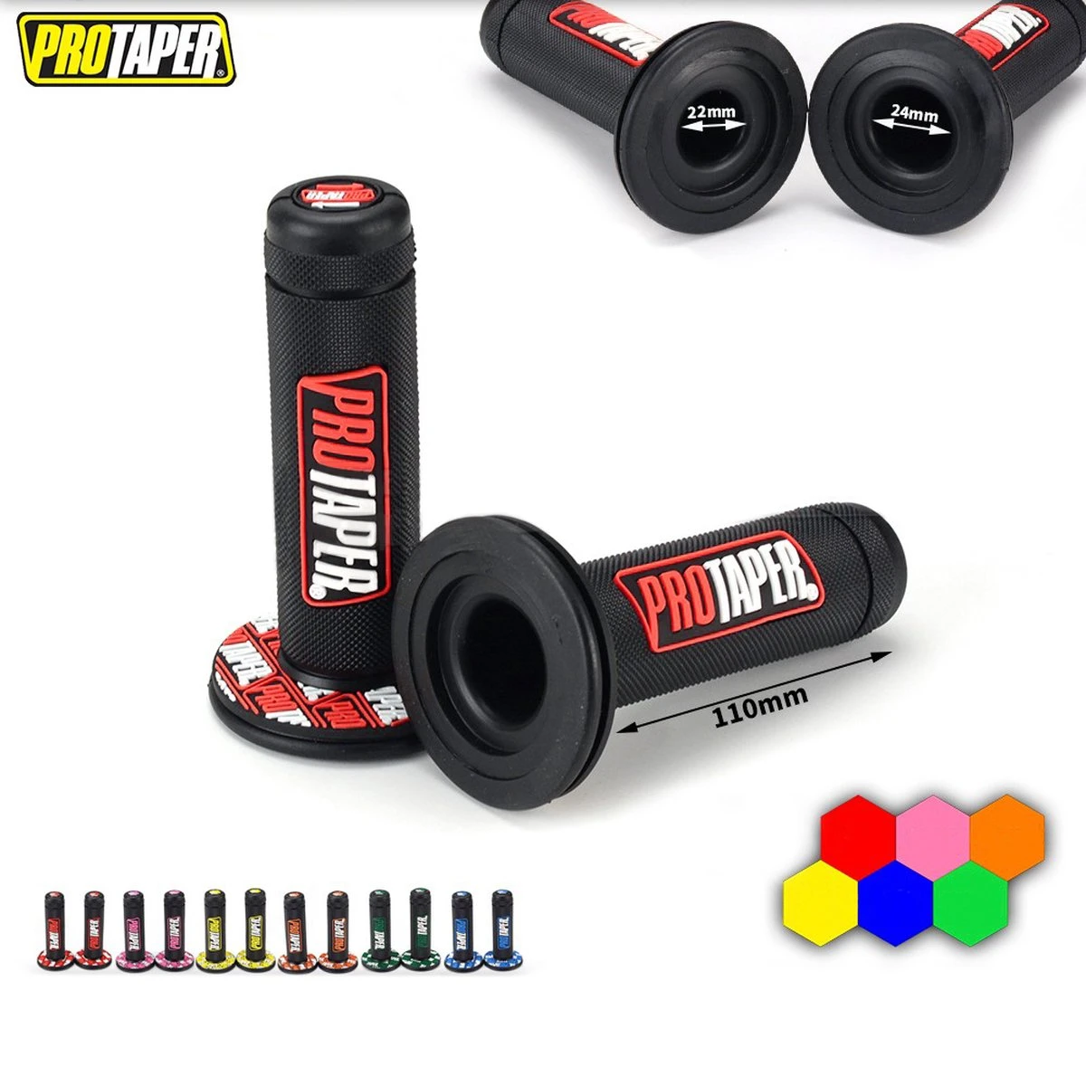 Handvatten ProTaper - Zwart/Rood - Scooter & Motor Accessoires - Universeel - Piaggio & Vespa & Motor Handvaten 4 Handvatten ProTaper - Zwart/Rood - Scooter & Motor Accessoires - Universeel - Piaggio & Vespa & Motor Handvaten - Afbeelding 2