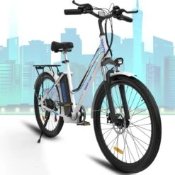 HITWAY Elektrische Fiets Voor Volwassenen | Ebikes Fietsen Stadsfiets | 250W 36V Motor | 7 VERSNELLINGSSYSTEE | 26 Inch - Wit