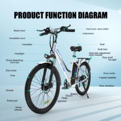 Hitway Elektrische Fiets | E-bike Damesfiets | 26 Inch | 250W Motor | Wit -Winkel Voor Fietsbenodigdheden 1200x1200 141