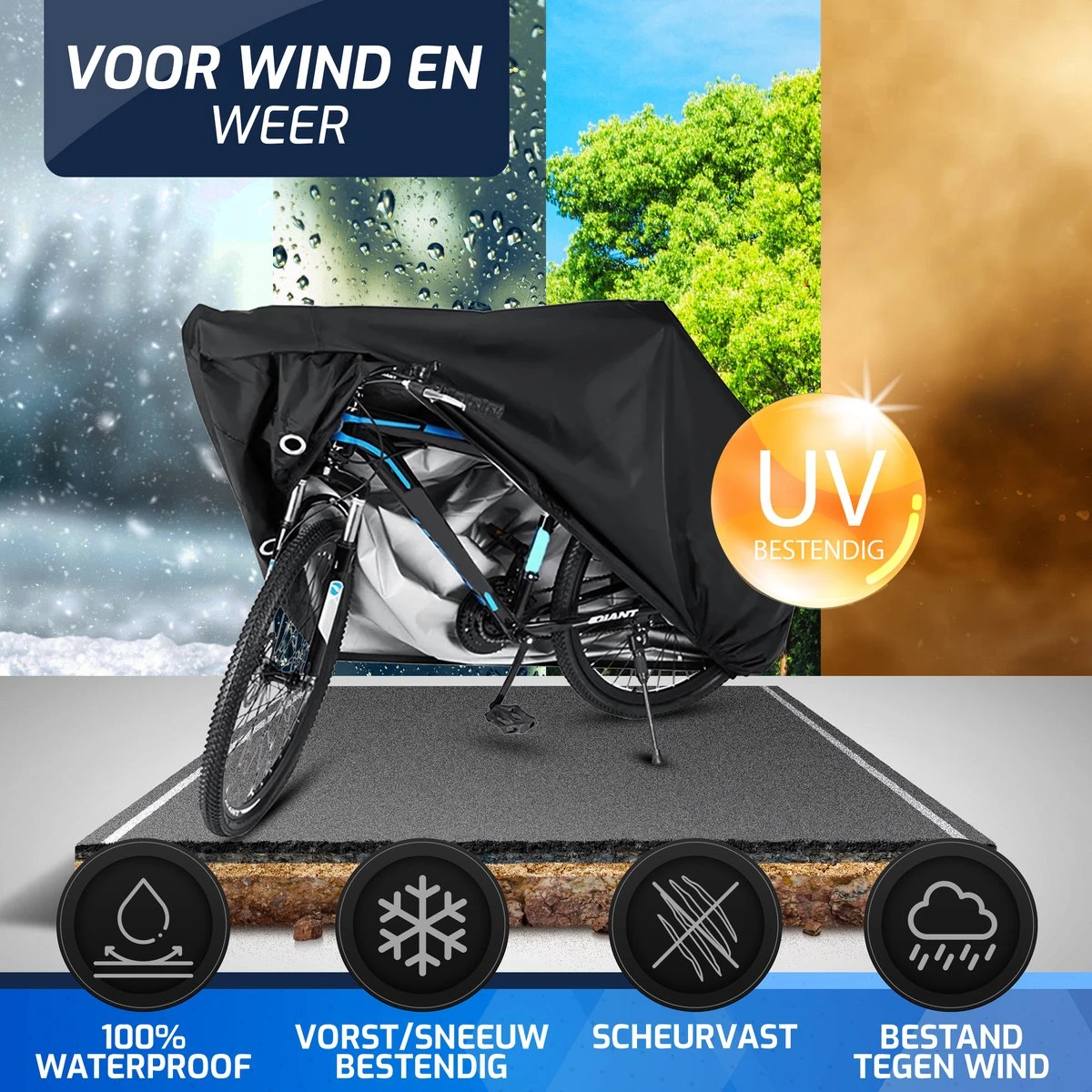 Easavida Fietshoes Voor 1/2 Fietsen – Fietsbeschermhoes – Waterdicht – 200 X 85 X 110 Cm – Inclusief Opbergtas 4 Easavida Fietshoes Voor 1/2 Fietsen – Fietsbeschermhoes – Waterdicht – 200 X 85 X 110 Cm – Inclusief Opbergtas - Afbeelding 2