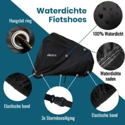 Vebics® Fietshoes Voor 1 Fiets Waterdicht - Elektrische Fiets - Fietsbeschermhoes - Stalling - Zwart -Winkel Voor Fietsbenodigdheden 1200x1200 366