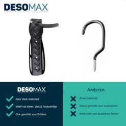 Fiets Ophangsysteem Ophangbeugel En Muurbeugel DesoMax® Muurhaak - Muurbevestiging Voor Met De Wiel Aan De Muur - Wandhouder - Fietshaak -Winkel Voor Fietsbenodigdheden 1200x1200 487