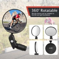 Zacro 2 Pack Fietsspiegel Ebike- Fietsbel- Veiligheidsspiegel- 360° Verstelbare En Draaibare Fietsspiegel– Universeel- Zwart -Winkel Voor Fietsbenodigdheden 1200x1200 785