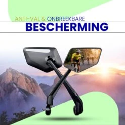 Beyond Gold - Fietsspiegel - Links - Reflectie Strip - E Step - Elektrische Fiets - Mountain Bike - Incl Grote Kijkhoek - Achteruitkijkspiegel - 360º Verstelbaar - Multifunctioneel - Incl Inbussleutel - Fiets Spiegel -Winkel Voor Fietsbenodigdheden 1200x1200 800
