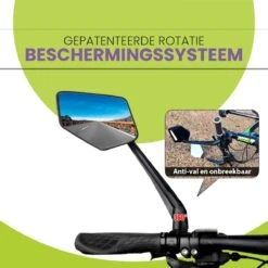 Beyond Gold - Fietsspiegel - Links - Reflectie Strip - E Step - Elektrische Fiets - Mountain Bike - Incl Grote Kijkhoek - Achteruitkijkspiegel - 360º Verstelbaar - Multifunctioneel - Incl Inbussleutel - Fiets Spiegel -Winkel Voor Fietsbenodigdheden 1200x1200 801