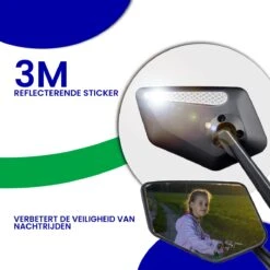 Beyond Gold - Fietsspiegel - Links - Reflectie Strip - E Step - Elektrische Fiets - Mountain Bike - Incl Grote Kijkhoek - Achteruitkijkspiegel - 360º Verstelbaar - Multifunctioneel - Incl Inbussleutel - Fiets Spiegel -Winkel Voor Fietsbenodigdheden 1200x1200 803
