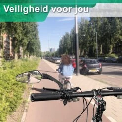 Merkloos Fietsspiegel + Reflectiestrip - Links - E-bike - Verstelbaar 360 Graden - Zwart -Winkel Voor Fietsbenodigdheden 1200x1200 808