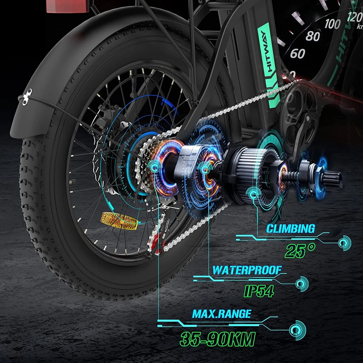 HITWAY E Bike Fat Tire Urban Opvouwbare Elektrische Fiets, 20 Inch, 250W/36V/11,2Ah Batterij Voor Heren En Dames 5 HITWAY E Bike Fat Tire Urban Opvouwbare Elektrische Fiets, 20 Inch, 250W/36V/11,2Ah Batterij Voor Heren En Dames - Afbeelding 3