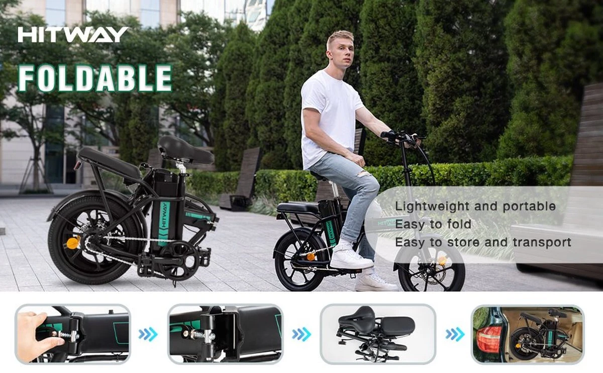 HITWAY E Bike Elektrische Fiets Vouwfiets, 36V/8.4Ah Batterij, 250W Motor, 25km/h, 35-70km, 16" City EBike Voor Heren En Dames 10 HITWAY E Bike Elektrische Fiets Vouwfiets, 36V/8.4Ah Batterij, 250W Motor, 25km/h, 35-70km, 16" City EBike Voor Heren En Dames - Afbeelding 8