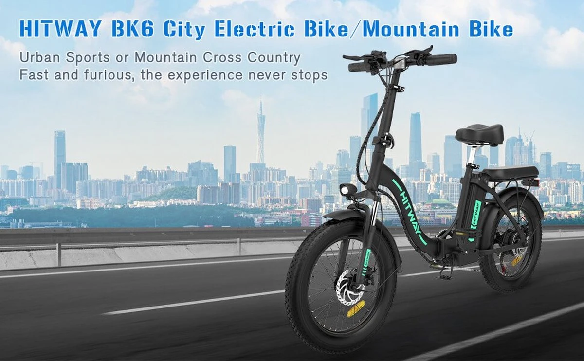 HITWAY E-bike Elektrische Fiets 20" Vouwfiets Met Dikke Banden, 250W/36V/11,2Ah Accu, 35-90 Km, Offroad-mountainbike Met Shimano 7 Versnellingen, CityBike Voor Heren En Dames 7 HITWAY E-bike Elektrische Fiets 20" Vouwfiets Met Dikke Banden, 250W/36V/11,2Ah Accu, 35-90 Km, Offroad-mountainbike Met Shimano 7 Versnellingen, CityBike Voor Heren En Dames - Afbeelding 5