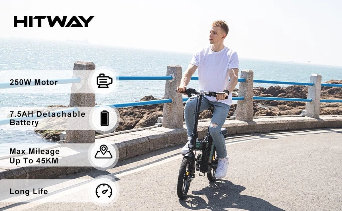 HITWAY E Bike Elektrische Fiets Vouwfiets, 36V/8.4Ah Batterij, 250W Motor, 25km/h, 35-70km, 16" City EBike Voor Heren En Dames 7 HITWAY E Bike Elektrische Fiets Vouwfiets, 36V/8.4Ah Batterij, 250W Motor, 25km/h, 35-70km, 16" City EBike Voor Heren En Dames - Afbeelding 5