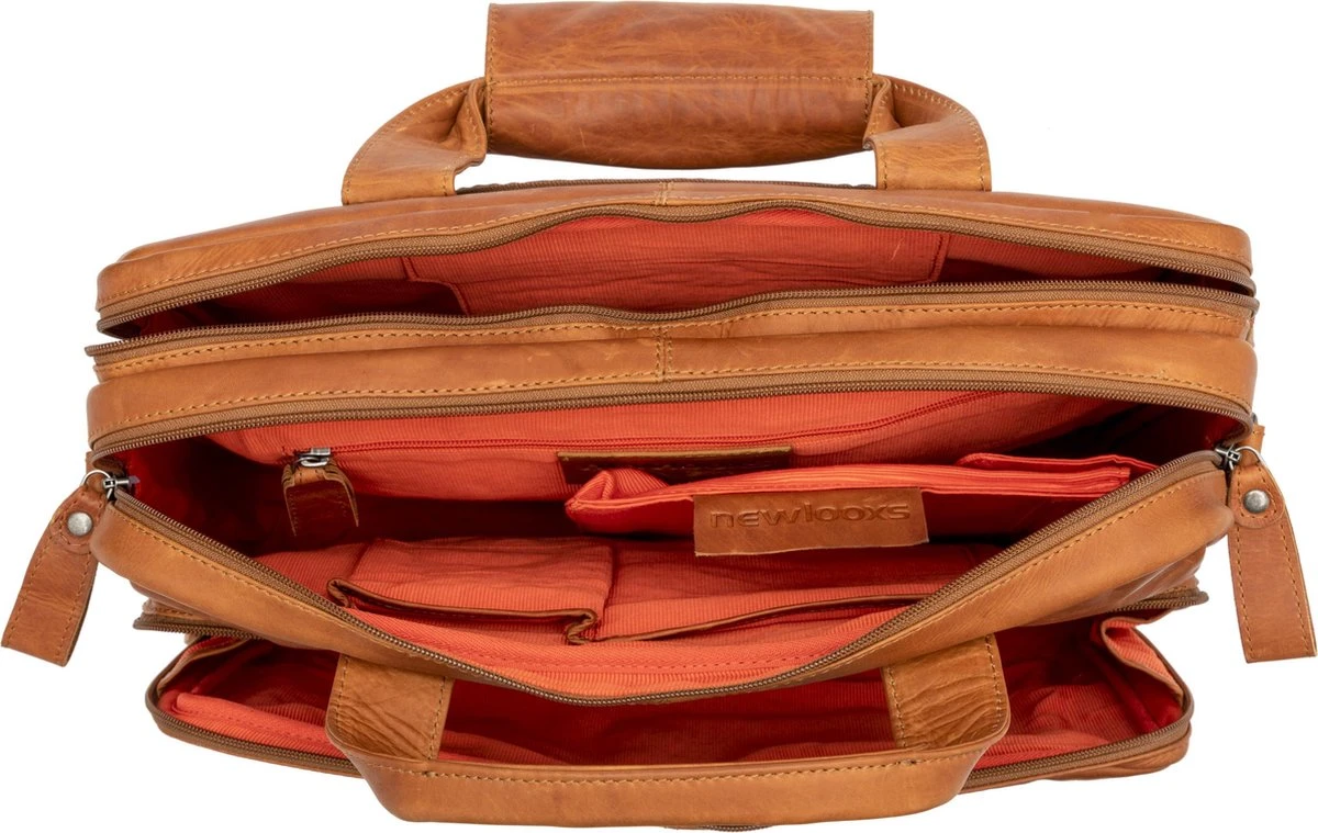 New Looxs Cali Laptoptas Fietstas - Leer - 15 Inch Laptopvak - 17 Liter - Cognac 7 New Looxs Cali Laptoptas Fietstas - Leer - 15 Inch Laptopvak - 17 Liter - Cognac - Afbeelding 5