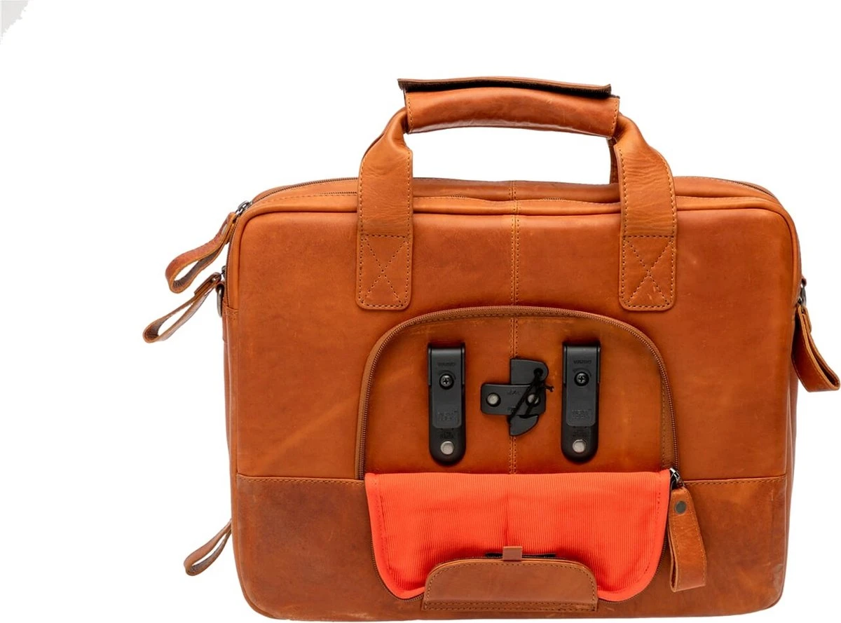New Looxs Cali Laptoptas Fietstas - Leer - 15 Inch Laptopvak - 17 Liter - Cognac 8 New Looxs Cali Laptoptas Fietstas - Leer - 15 Inch Laptopvak - 17 Liter - Cognac - Afbeelding 6