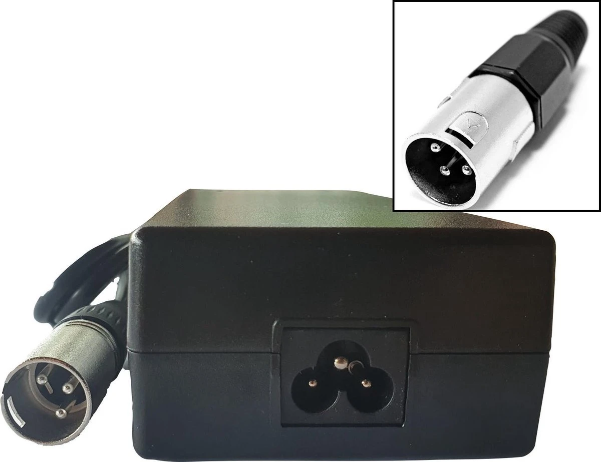 Elektrische Fietsoplader - Li-ion 36V 2A - Met XLR - 3 Pins Stekker Vervanging 3 Elektrische Fietsoplader - Li-ion 36V 2A - Met XLR - 3 Pins Stekker Vervanging