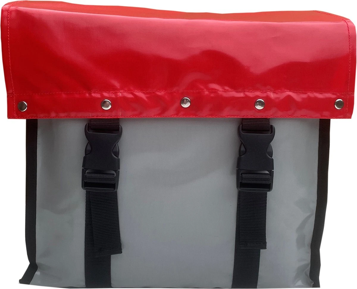BayNL- Waterdicht - Dubbele - Bisonyl - Fietstas- Reflectoren - Grijs En Rood – 34cmX16.2cmX32cm=35 Liter 4 BayNL- Waterdicht - Dubbele - Bisonyl - Fietstas- Reflectoren - Grijs En Rood – 34cmX16.2cmX32cm=35 Liter - Afbeelding 2