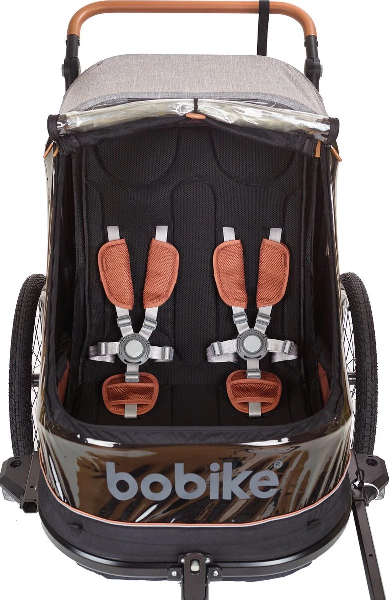 Bobike 2-in-1 Fietskar En Wandelwagen - Zwart/bruin 5 Bobike 2-in-1 Fietskar En Wandelwagen - Zwart/bruin - Afbeelding 3